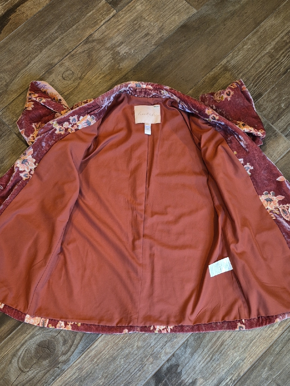 Anthro Hutch Floral Velvet Wide Leg Lined Pants & Lined Jacket Set, XS - Picture 15 of 16